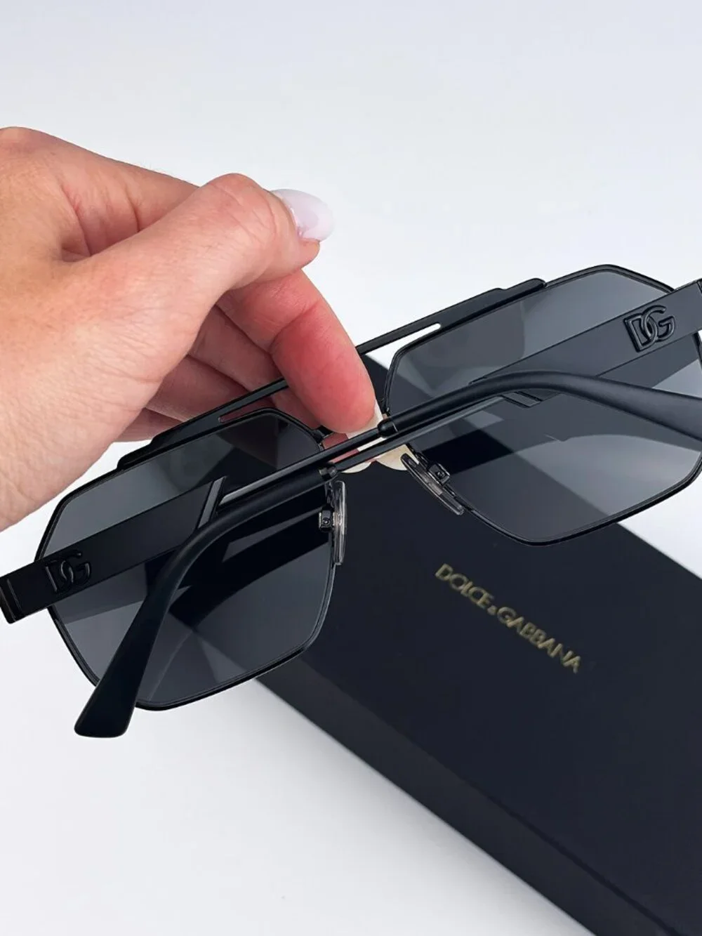 DOLCE & GABBANA DG2294 01/87 BLACK PILOT DARK GREY SUNGLASSES